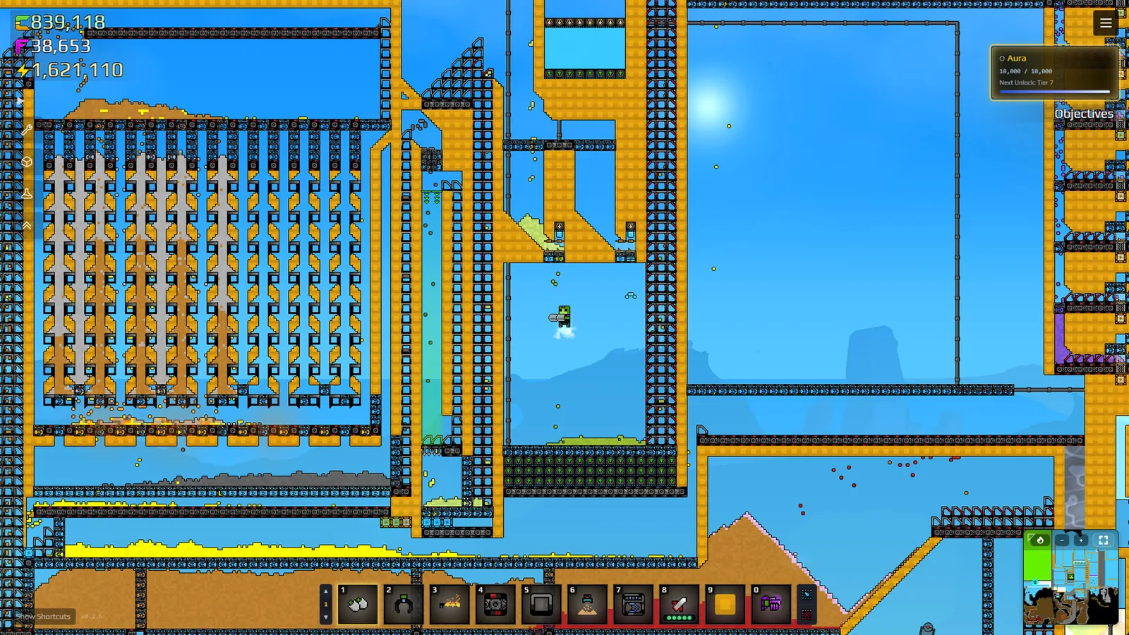 Official Sandustry screenshot showing Gold production machines in an underground factory